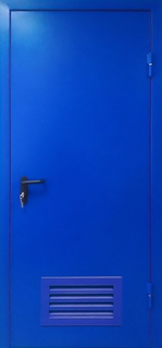 Одностворчатая огнестойкая дверь EI-60 с вентиляционной решеткой (RAL синего цвета) Одностворчатая огнестойкая дверь EI-60 с вентиляционной решеткой (RAL синего цвета)