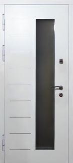 Остекленная стальная термодверь с белыми панелями МДФ RAL и молдингами